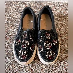 Children's Place Smiley Face design slip on black/Yellow Size 11c